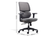 Støtte Flex Task Chair in grey with a midnight-blue frame on a white background next to its dimensions (Width 680mm × Depth 575mm × Height 1030mm), featuring a breathable Korean mesh back, moulded-foam fabric seat, midnight-blue 3D nylon armrests, and a smooth synchro mechanism with multiple locking positions. Designed for ergonomic performance in modern offices, the chair includes a Class-4 Samhongsa gas lift, a durable black nylon base, and black PU castors for stable, high-mobility seating.