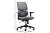 Støtte Flex Task Chair in grey with a midnight-blue frame on a white background next to its dimensions (Width 680mm × Depth 575mm × Height 1030mm), featuring a breathable Korean mesh back, moulded-foam fabric seat, midnight-blue 3D nylon armrests, and a smooth synchro mechanism with multiple locking positions. Designed for ergonomic performance in modern offices, the chair includes a Class-4 Samhongsa gas lift, a durable black nylon base, and black PU castors for stable, high-mobility seating.