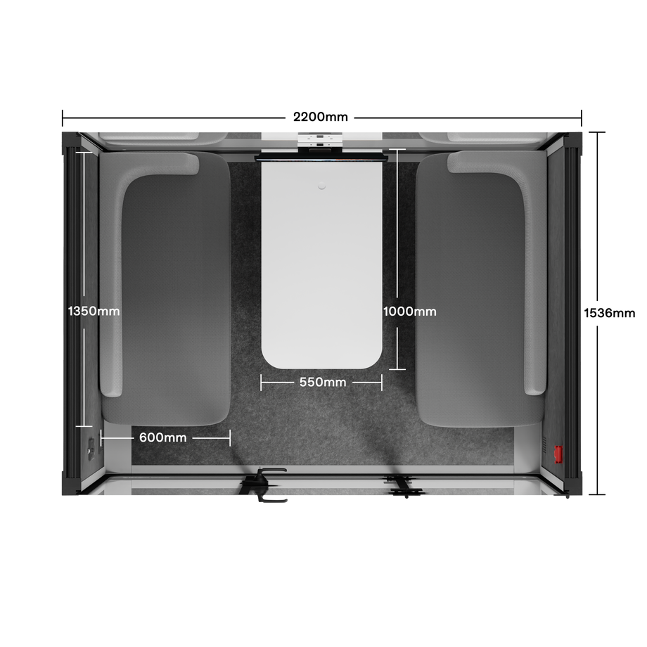 Quell - 4 Person Meeting BoothLight Grey / Dark Grey / Delux