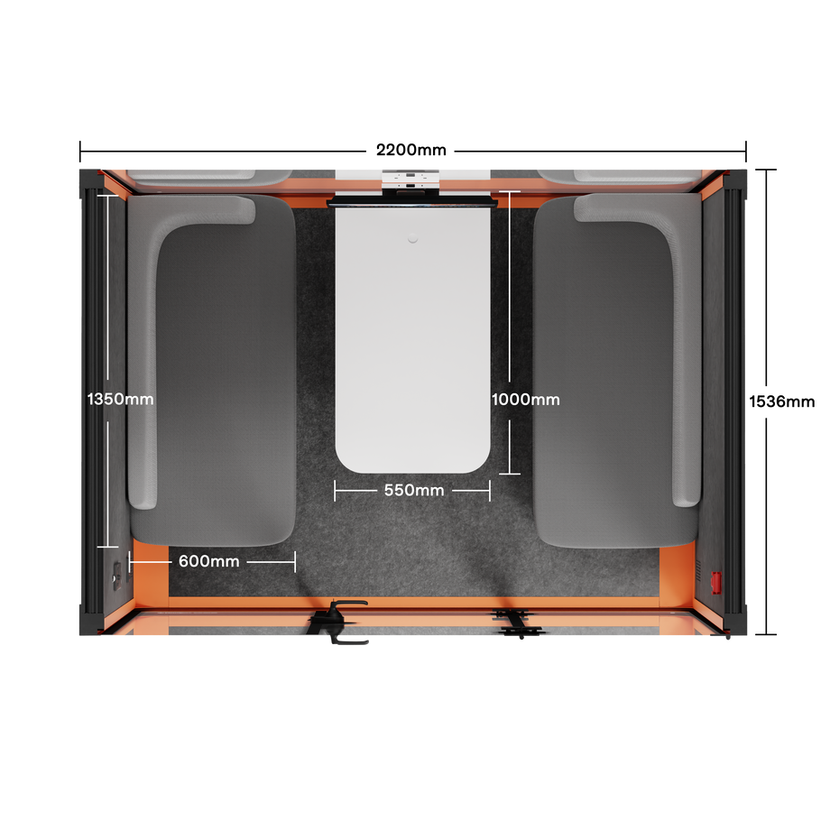 Quell - 4 Person Meeting BoothOrange / Dark Grey / Delux