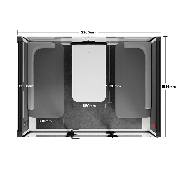 Quell - 4 Person Meeting BoothWhite / Dark Grey / Delux