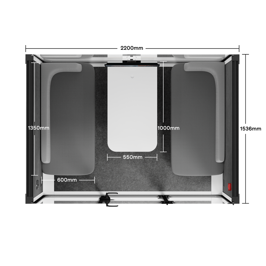 Quell - 4 Person Meeting BoothWhite / Dark Grey / Delux