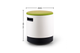 Ikon Rounded Comfort Stool in green on a white background next to its dimensions (Width 460mm × Height 400mm), featuring a fabric seat, white rounded plastic shell and PP engineered plastic base. Modern ergonomic stool designed for contemporary offices, collaborative spaces and commercial interiors.