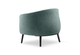 Keebu Compact 1-Seater Sofa in green shown on a clean white background, featuring a moulded-foam seat and backrest with fabric upholstery and a modern compact silhouette. This contemporary single-seat sofa offers supportive comfort and space-efficient design ideal for commercial lounges, office breakout areas and modern living spaces.