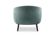 Keebu Compact 1-Seater Sofa in green shown on a clean white background, featuring a moulded-foam seat and backrest with fabric upholstery and a modern compact silhouette. This contemporary single-seat sofa offers supportive comfort and space-efficient design ideal for commercial lounges, office breakout areas and modern living spaces.