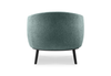 Keebu Compact 1-Seater Sofa in green shown on a clean white background, featuring a moulded-foam seat and backrest with fabric upholstery and a modern compact silhouette. This contemporary single-seat sofa offers supportive comfort and space-efficient design ideal for commercial lounges, office breakout areas and modern living spaces.