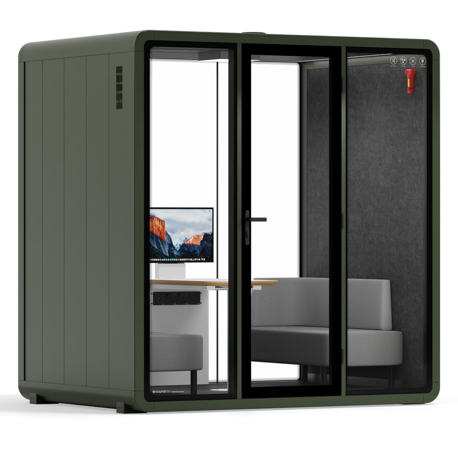 Quell+ - 4 Person Meeting BoothDark Green / Dark Grey / Delux