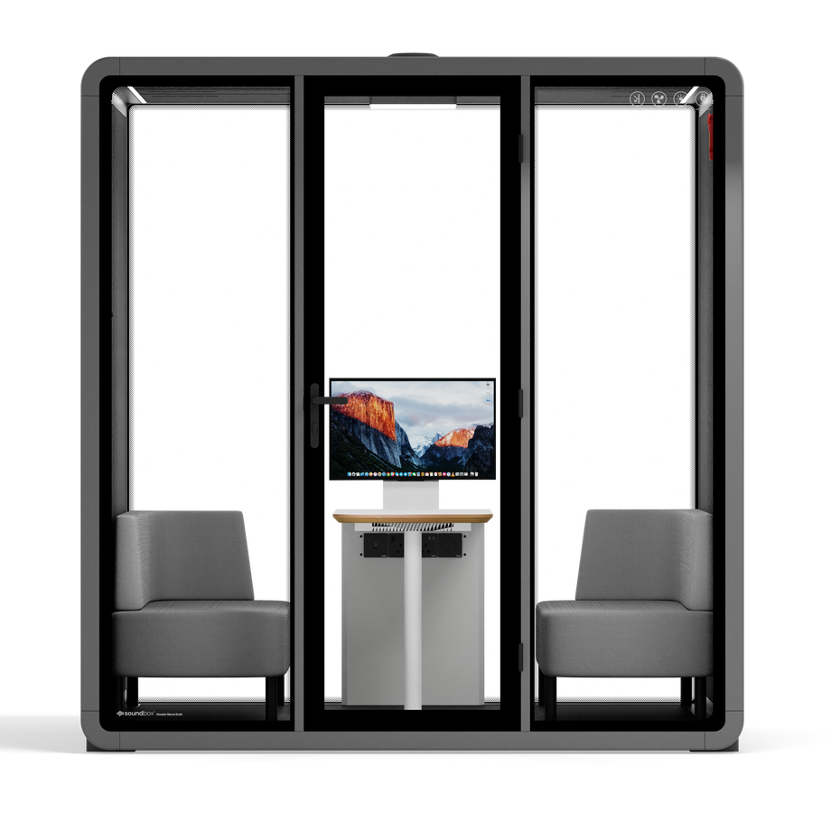 Quell+ - 4 Person Meeting BoothWooden / Dark Grey / Delux