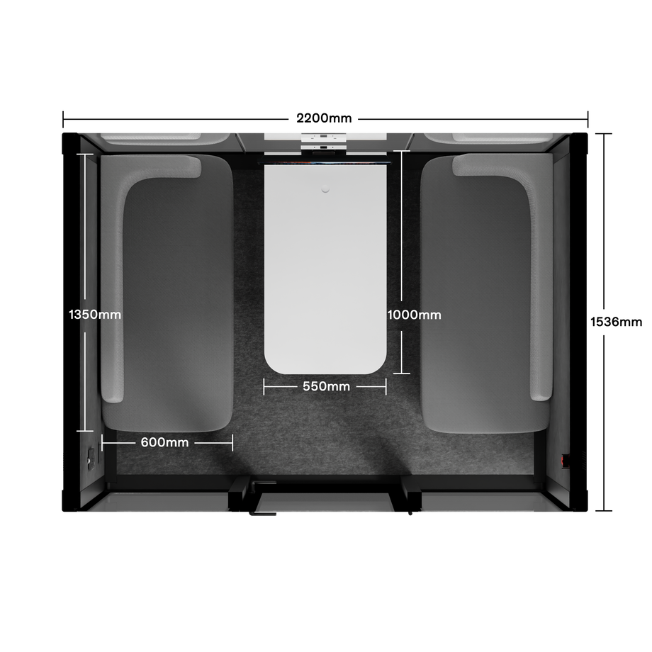Quell+ - 4 Person Meeting BoothBlack / Dark Grey / Delux