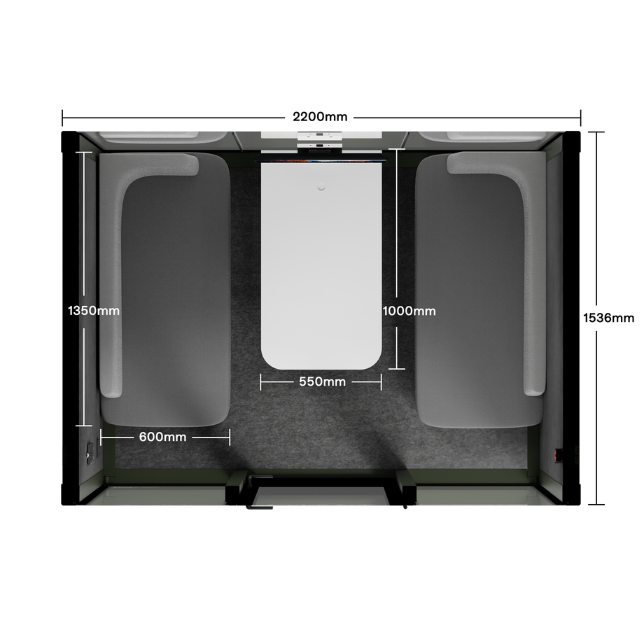 Quell+ - 4 Person Meeting BoothDark Green / Dark Grey / Delux