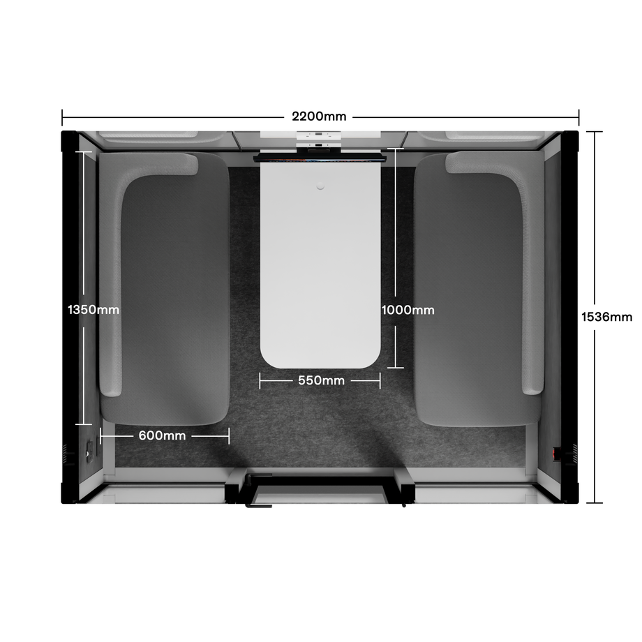 Quell+ - 4 Person Meeting BoothLight Grey / Dark Grey / Delux