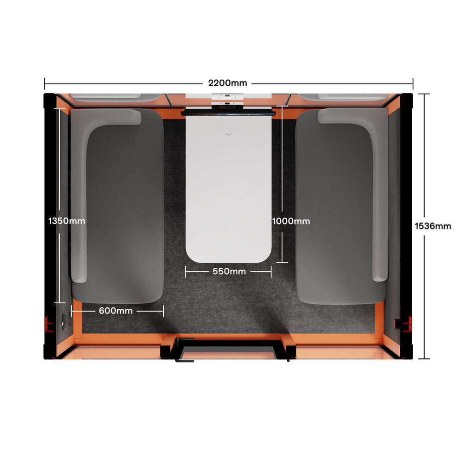 Quell+ - 4 Person Meeting BoothOrange / Dark Grey / Delux