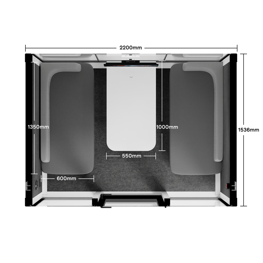 Quell+ - 4 Person Meeting BoothWhite / Dark Grey / Delux