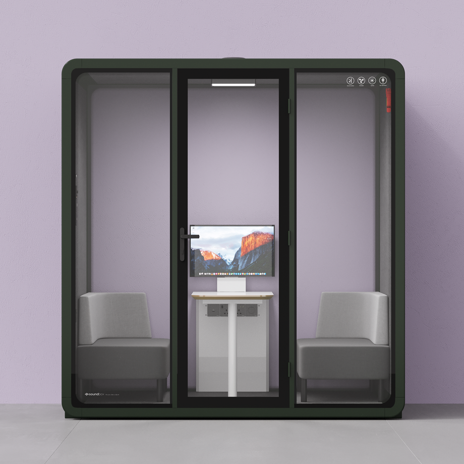 Quell+ - 4 Person Meeting BoothDark Green / Dark Grey / Delux