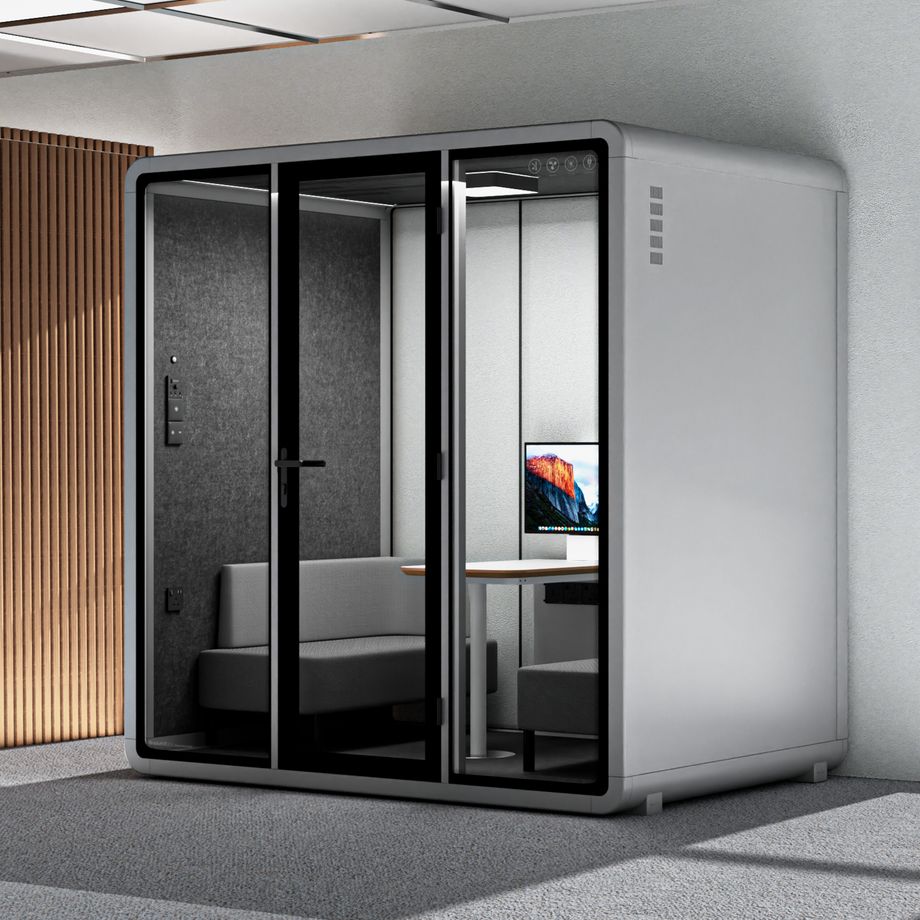 Quell+ - 4 Person Meeting BoothLight Grey / Dark Grey / Delux