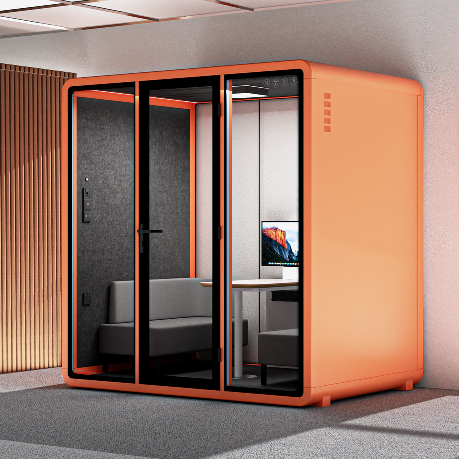 Quell+ - 4 Person Meeting BoothOrange / Dark Grey / Delux