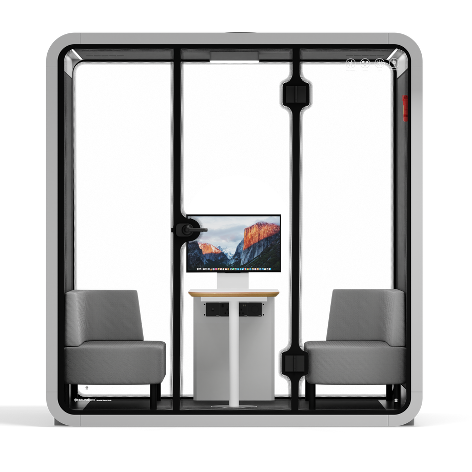 Quell - 4 Person Meeting BoothLight Grey / Dark Grey / Delux