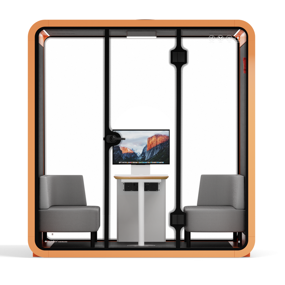 Quell - 4 Person Meeting BoothOrange / Dark Grey / Delux