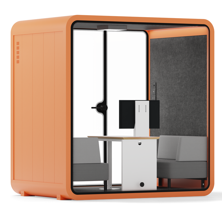 Quell - 4 Person Meeting BoothOrange / Dark Grey / Delux