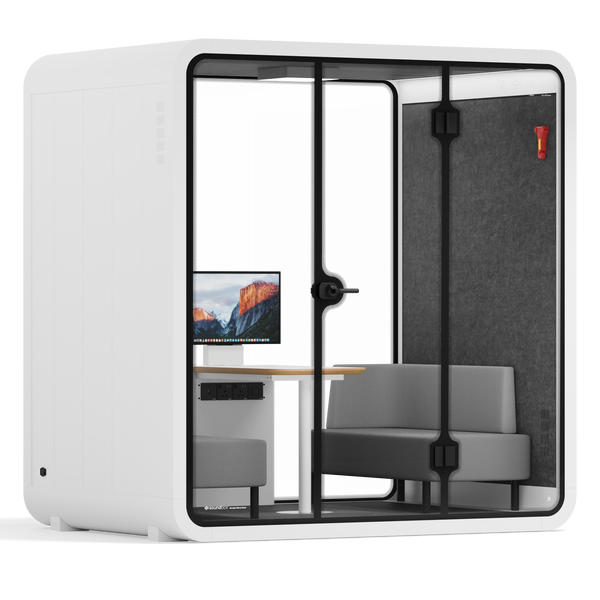 Quell - 4 Person Meeting BoothWhite / Dark Grey / Delux
