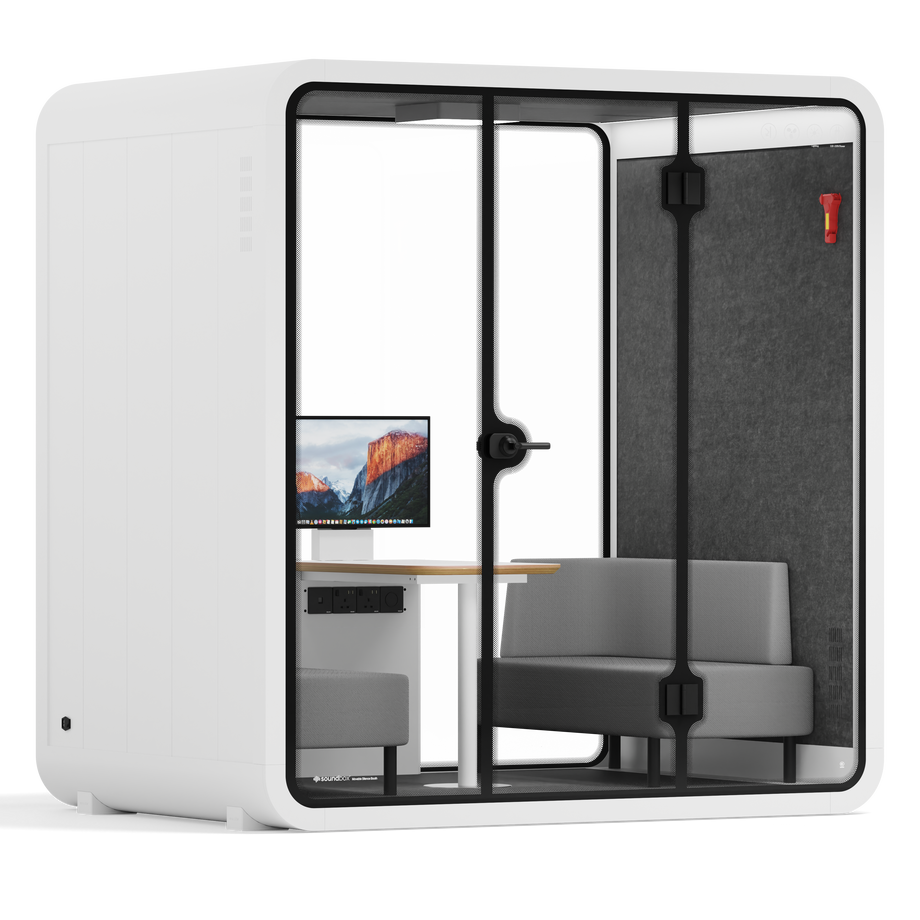 Quell - 4 Person Meeting BoothWhite / Dark Grey / Delux