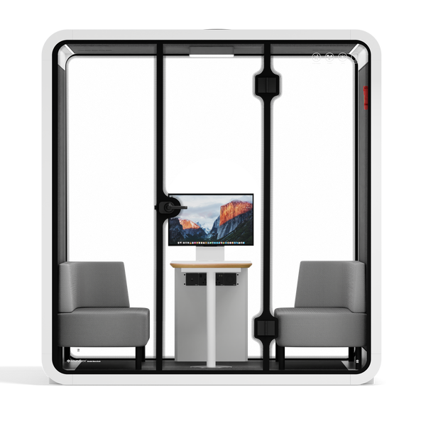 Quell - 4 Person Meeting BoothWhite / Dark Grey / Delux