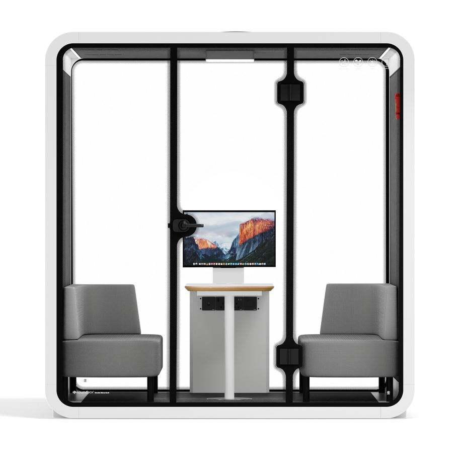 Quell - 4 Person Meeting BoothWhite / Dark Grey / Delux