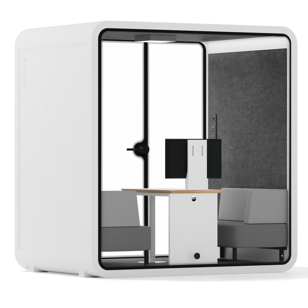 Quell - 4 Person Meeting BoothWhite / Dark Grey / Delux