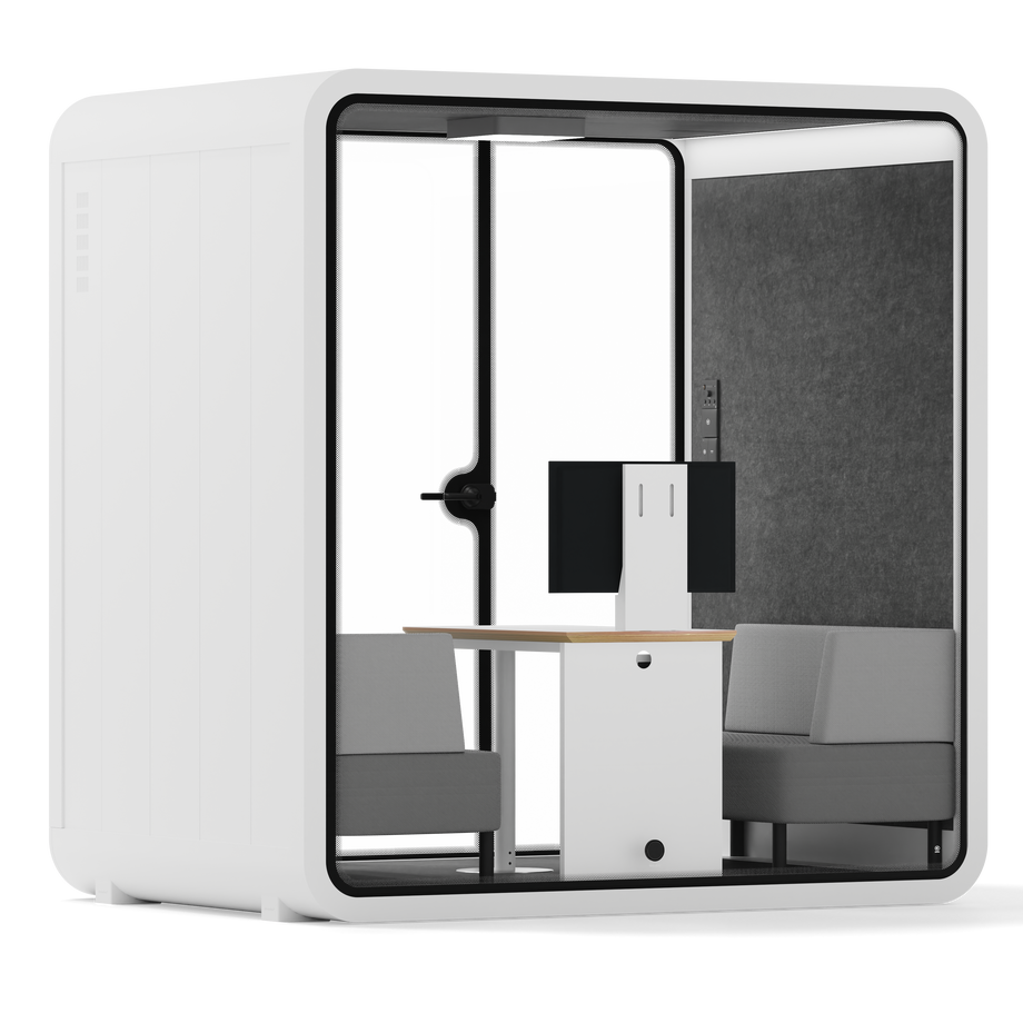 Quell - 4 Person Meeting BoothWhite / Dark Grey / Delux