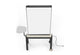 The LinForm Mobile Workstation Board shown on a white background. This modern mobile board features a large aluminium extrusion frame with cast alloy connectors and sleek 30x70mm legs for stability and style. It includes smooth PU wheels for quiet movement, a Gabriel fabric-upholstered cushion for comfort and a built-in multifunctional socket for seamless connectivity, creating a refined and adaptable solution for collaborative workspaces.