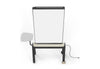 The LinForm Mobile Workstation Board shown on a white background. This modern mobile board features a large aluminium extrusion frame with cast alloy connectors and sleek 30x70mm legs for stability and style. It includes smooth PU wheels for quiet movement, a Gabriel fabric-upholstered cushion for comfort and a built-in multifunctional socket for seamless connectivity, creating a refined and adaptable solution for collaborative workspaces.