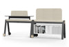LinForm Office Divider Screen shown on a white background. This mobile divider features a powder-coated MDF surface with an aluminium frame and premium Gabriel fabric upholstery that adds warmth and acoustic softness. It includes smooth PU wheels and a built-in multifunctional socket, offering a flexible and elegant solution for modern workspaces.