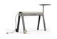 The LinForm Hybrid Workspace System shown on a white background. This modern workstation features a layered tabletop with an acoustic panel and powder-coated MDF surface for durability and sound absorption. It stands on aluminium legs with die-cast foot caps and PU wheels for easy mobility and includes a framed acoustic screen, a Gabriel fabric-wrapped cushion and a built-in multifunctional socket for flexible, connected workspaces.