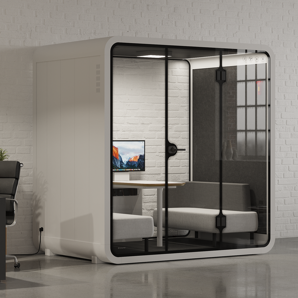 Quell - 4 Person Meeting BoothWhite / Dark Grey / Delux