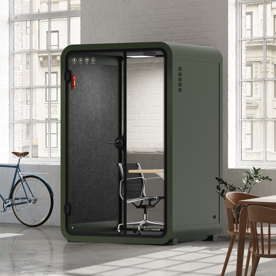 Office Phone Booth Quell - 2 PersonGreen / Dark Gray / Work Station + Designer Office Chair