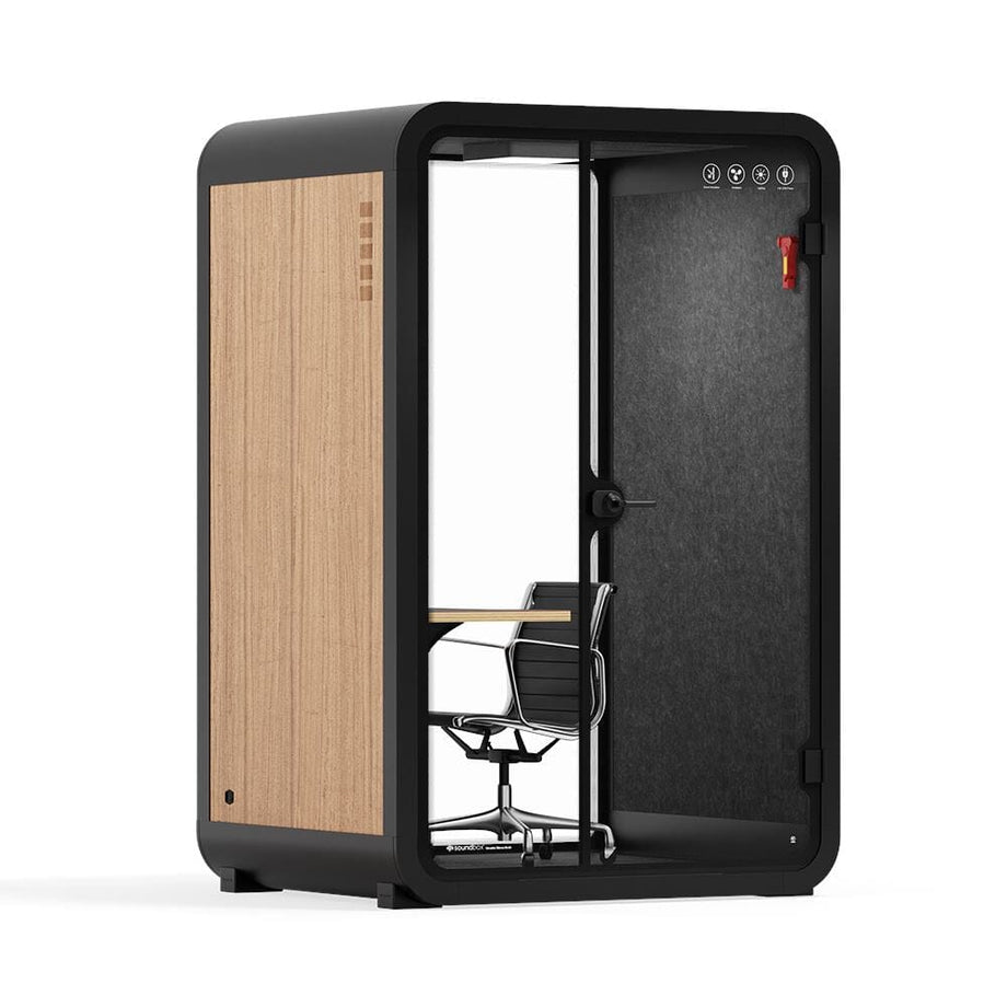 Office Phone Booth Quell - 2 PersonWooden / Dark Gray / Work Station + Designer Office Chair