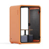 Quell - CoWorker - 1-2 Person Pod Sound Booth Sound Booth Store Orange Dark Gray Meeting Room + Table + Corner Stool