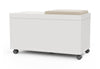 Moda Mobile Storage Cabinet on a white background, featuring a two-drawer one-door design with E0-grade particleboard, melamine finish, PVC edge banding, upholstered fabric door panel, smooth slide rails, damping hinges, ABS handles and nylon caster wheels; modern mobile office storage cabinet engineered for durable, flexible and space-efficient workspace organisation. 