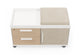 Moda Mobile Storage Cabinet on a white background, featuring a two-drawer one-door design with E0-grade particleboard, melamine finish, PVC edge banding, upholstered fabric door panel, smooth slide rails, damping hinges, ABS handles and nylon caster wheels; modern mobile office storage cabinet engineered for durable, flexible and space-efficient workspace organisation. 