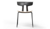 Okse Nord Stackable Chair on white background in black featuring a moulded PP-GF25 back, poplar plywood seat and powder-coated steel frame for durable, modern, space-efficient seating.