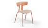 Okse Nord Stackable Chair on white background in coral featuring a moulded PP-GF25 back, poplar plywood seat and powder-coated steel frame for durable, modern, space-efficient seating.