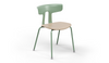 Okse Nord Stackable Chair on white background in morandi green featuring a moulded PP-GF25 back, poplar plywood seat and powder-coated steel frame for durable, modern, space-efficient seating.