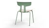 Okse Nord Stackable Chair on white background in morandi green featuring a moulded PP-GF25 back, poplar plywood seat and powder-coated steel frame for durable, modern, space-efficient seating.