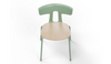 Okse Nord Stackable Chair on white background in morandi green featuring a moulded PP-GF25 back, poplar plywood seat and powder-coated steel frame for durable, modern, space-efficient seating.