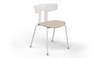 Okse Nord Stackable Chair on white background in white featuring a moulded PP-GF25 back, poplar plywood seat and powder-coated steel frame for durable, modern, space-efficient seating.