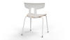 Okse Nord Stackable Chair on white background in white featuring a moulded PP-GF25 back, poplar plywood seat and powder-coated steel frame for durable, modern, space-efficient seating.
