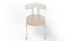 Okse Nord Stackable Chair on white background in white featuring a moulded PP-GF25 back, poplar plywood seat and powder-coated steel frame for durable, modern, space-efficient seating.