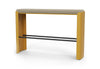 The Palma Long Counter Bench shown on a white background. This contemporary counter-height bench features a strong welded steel frame wrapped in high-resilience moulded foam and upholstered in durable linen fabric. Designed for ergonomic comfort and lasting style, it suits bar-height tables and collaborative or hospitality spaces with a refined modern aesthetic.