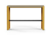 The Palma Long Counter Bench shown on a white background. This contemporary counter-height bench features a strong welded steel frame wrapped in high-resilience moulded foam and upholstered in durable linen fabric. Designed for ergonomic comfort and lasting style, it suits bar-height tables and collaborative or hospitality spaces with a refined modern aesthetic.