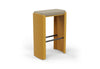 The Palma Compact Counter Bench shown on a white background. This modern bench features a slim welded steel frame with a light architectural profile and a moulded high-resilience foam seat upholstered in durable linen fabric. Designed for comfort and durability it brings refined style to workplaces, hospitality areas and collaborative spaces.